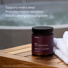 Detail of ProMix Relax label with organic lemon balm extract information