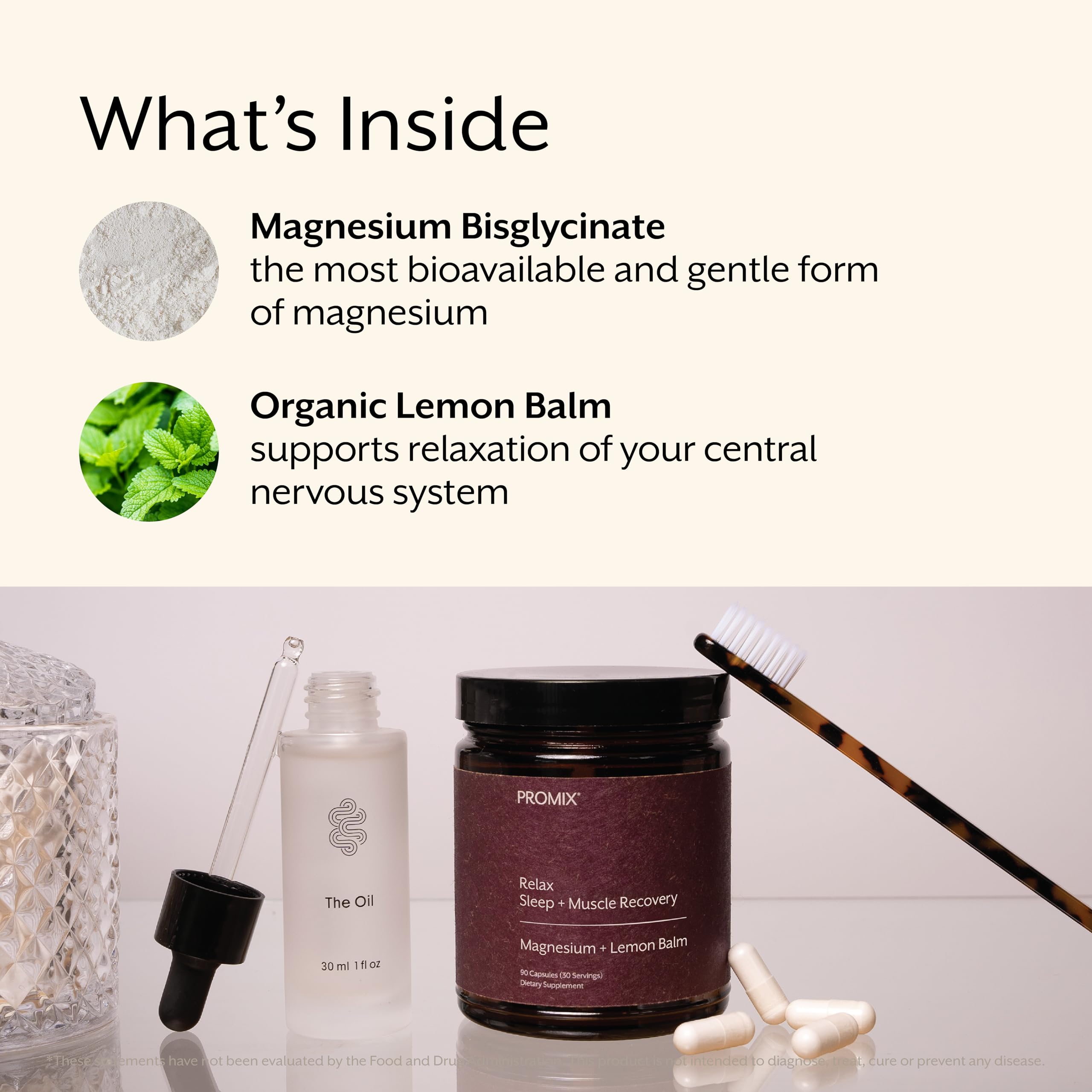 Promix Nutrition Relax ingredients highlighting organic lemon balm and clean formulation