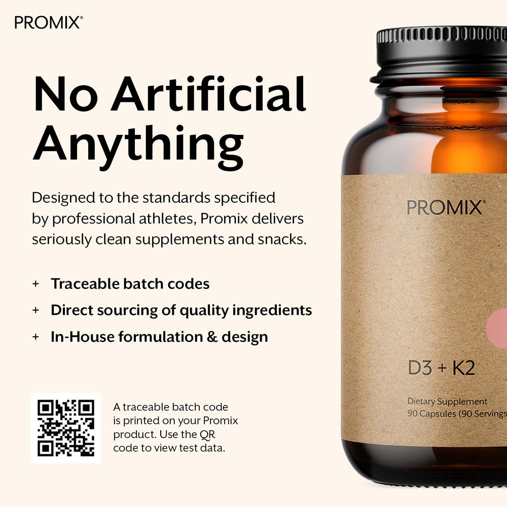 Dispensing capsule of ProMix Nutrition Vitamin D3 K2 5000IU for easy daily intake.