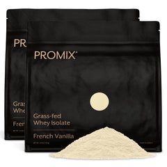 ProMix Nutrition whey isolate vanilla tub showing fast-digesting post-workout protein.