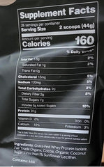 Promix Whey Isolate Chocolate ingredients close-up featuring organic cocoa and grass-fed whey.