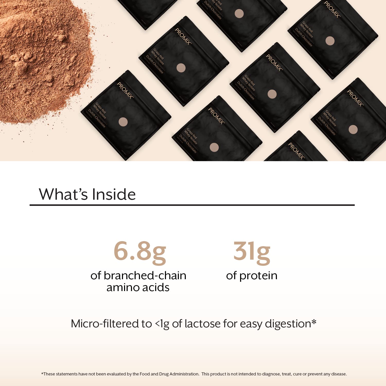 ProMix Nutrition Whey Isolate Chocolate shake in a glass for smoothies.