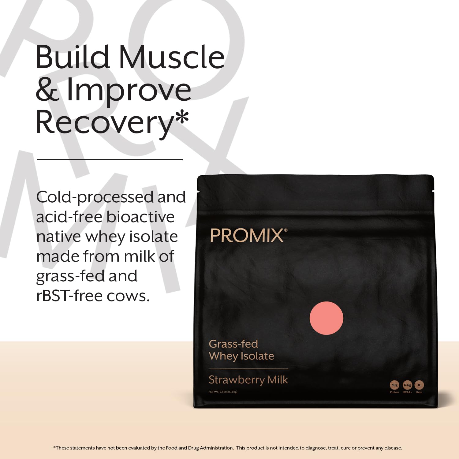 Promix Whey Isolate scoop and jar showing easy blending for shakes.