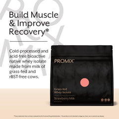 Promix Whey Isolate scoop and jar showing easy blending for shakes.