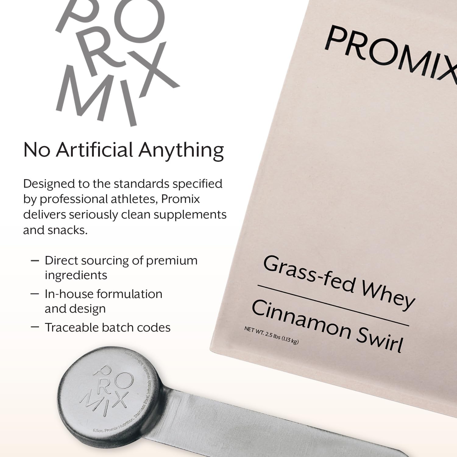 Nutrition label highlighting grass-fed protein and gluten-free ingredients