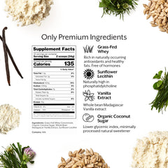 Promix Whey Vanilla ingredients emphasize grass-fed whey and natural vanilla.