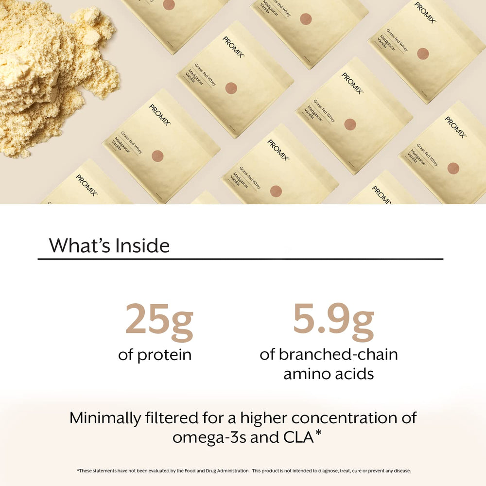 Promix Whey Vanilla serving scoop ready for protein-packed meals.