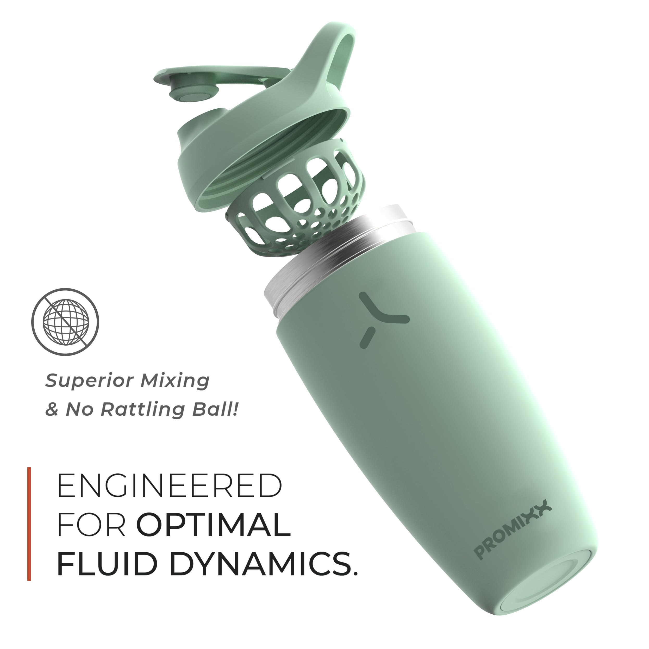 Promixx Pursuit removable agitator demonstrates easy, mess-free mixing.