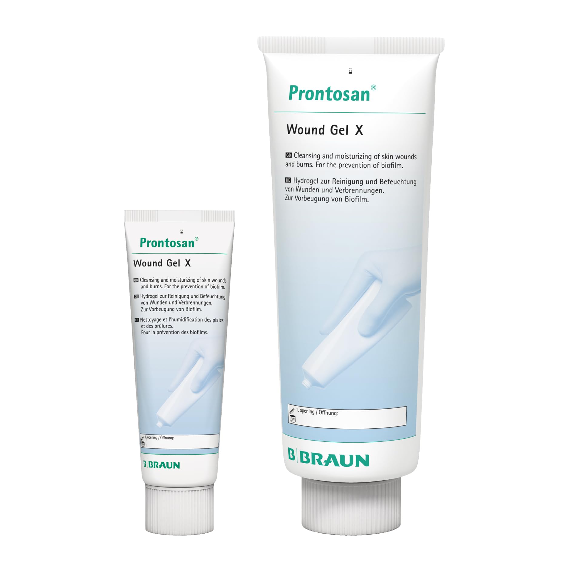 Prontosan Wound Gel packaging and label highlighting ready-to-use solution.