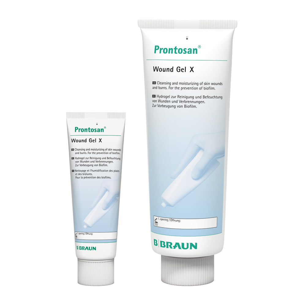 Prontosan Wound Gel packaging and label highlighting ready-to-use solution.