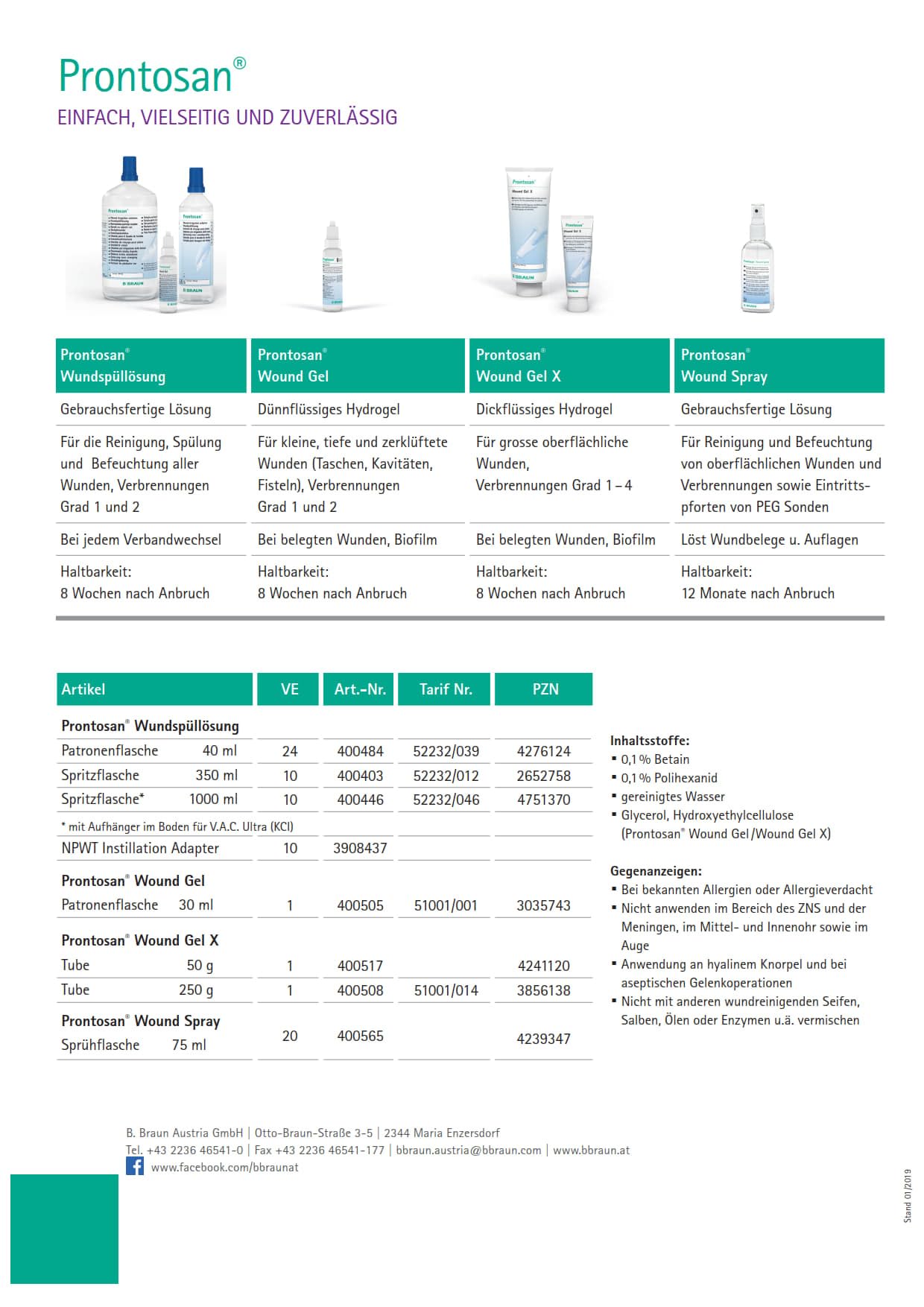 Prontosan Wound Gel with gauze dressing for use with absorptive materials.