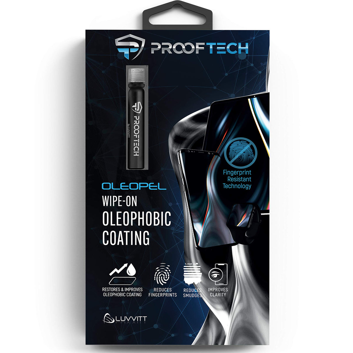 ProofTech OLEOPEL bottle pour for easy coating application reduces fingerprints.