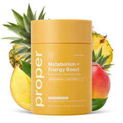 Proper Yellows Energy powder pineapple mango tub front for a tropical boost