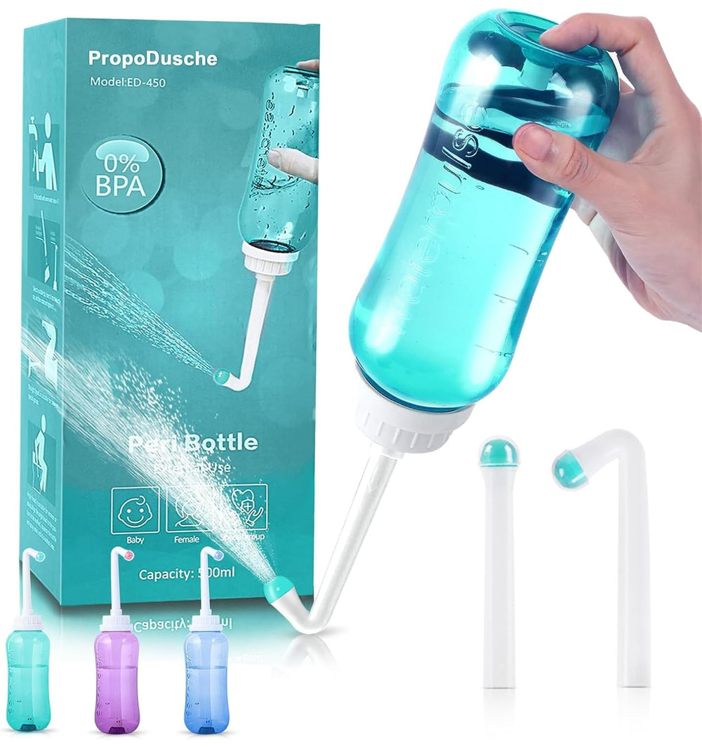 PropoDusche peri bottle front view shows portable postpartum care design.
