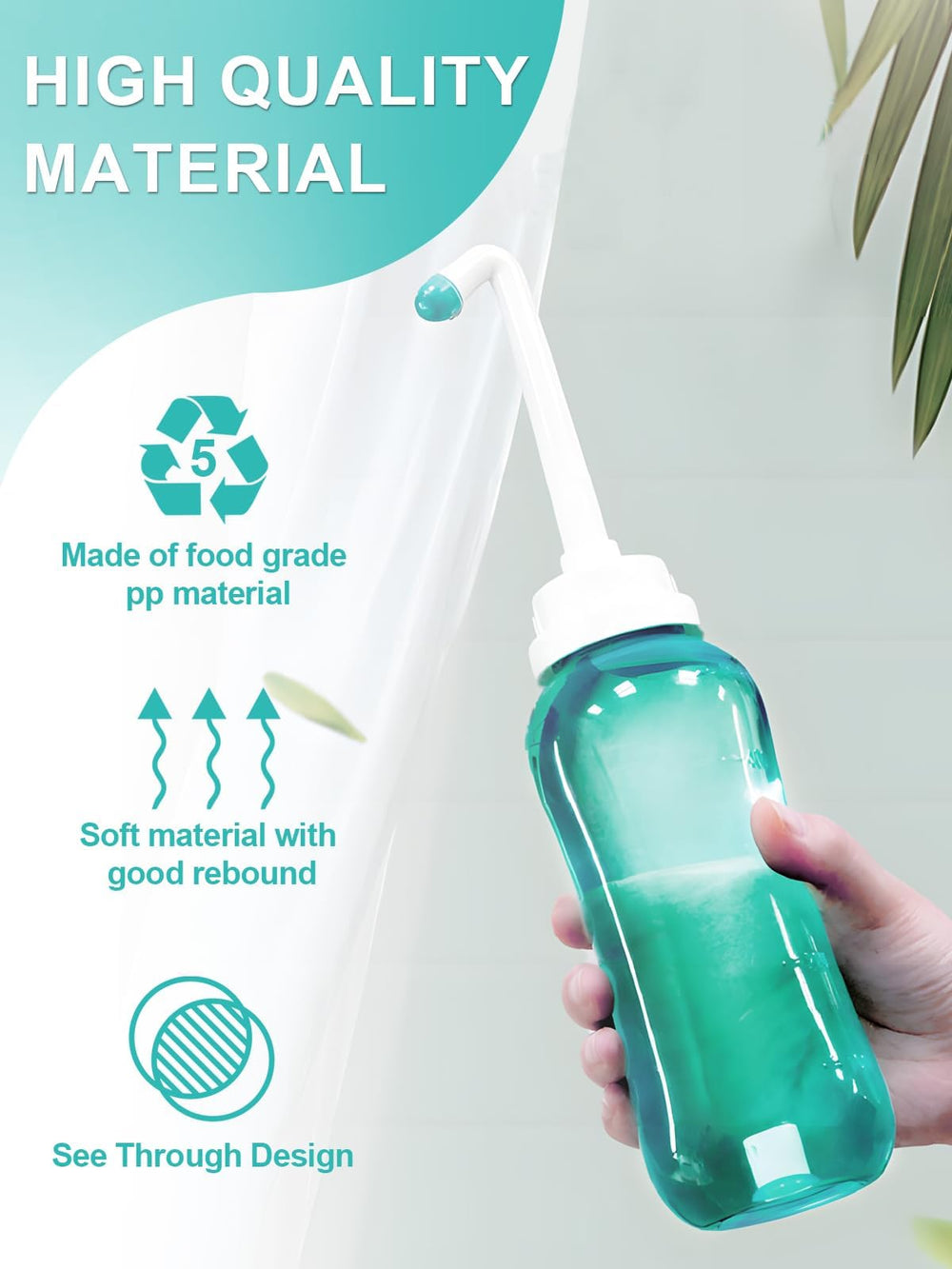 PropoDusche peri bottle in use displaying gentle spray for cleansing.