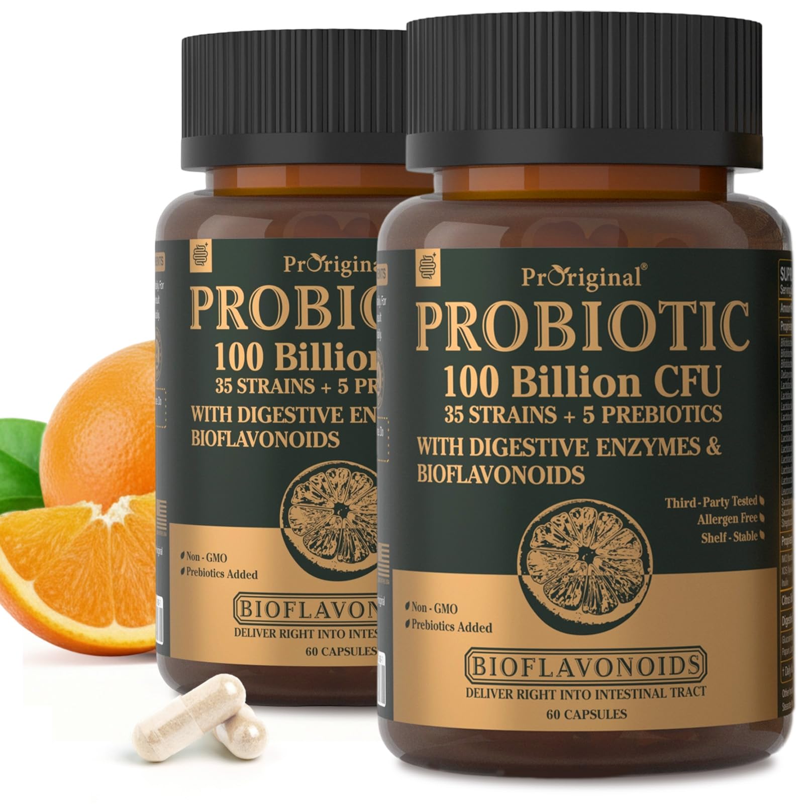 Proriginal probiotics bottle front view highlighting 100 billion CFU for gut balance