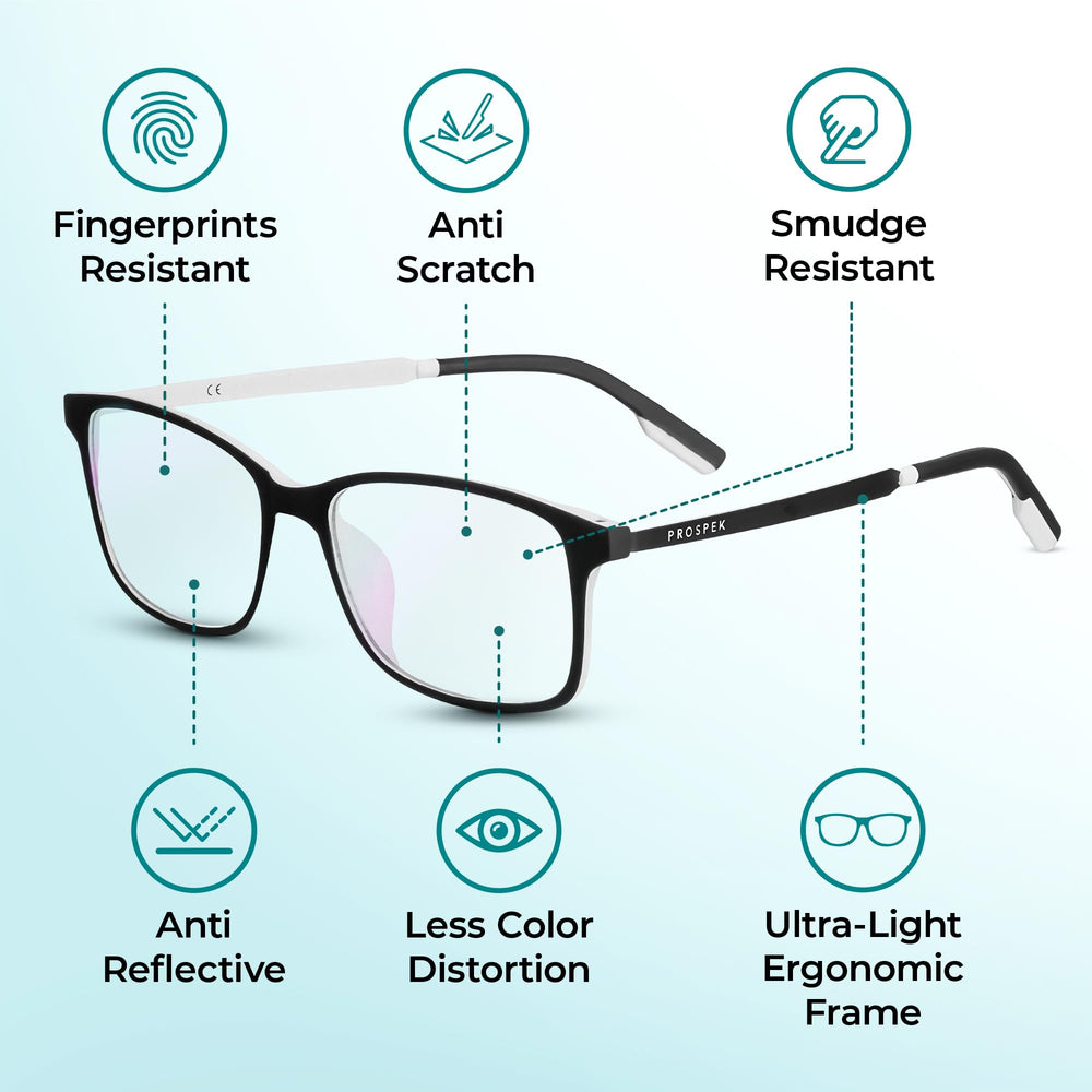 Prospek Arctic anti-glare lenses minimize reflections for clearer viewing.