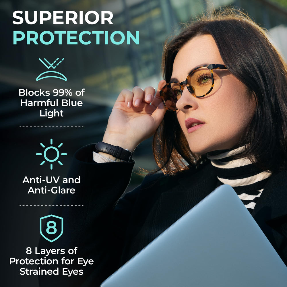 Prospek blue light blocking glasses women's style for comfortable all-day wear.