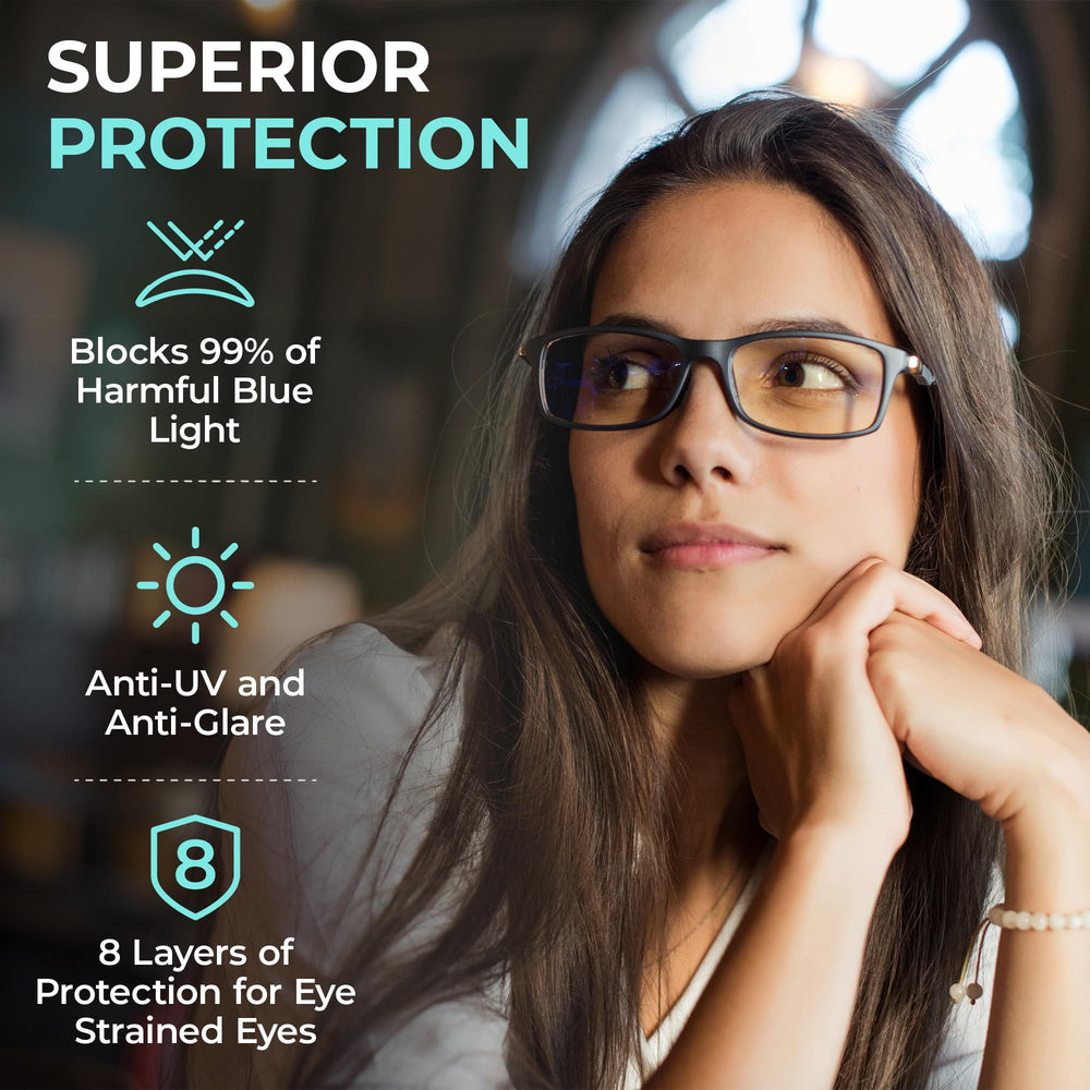 Prospek blue light glasses with anti-glare coating reduces screen reflections
