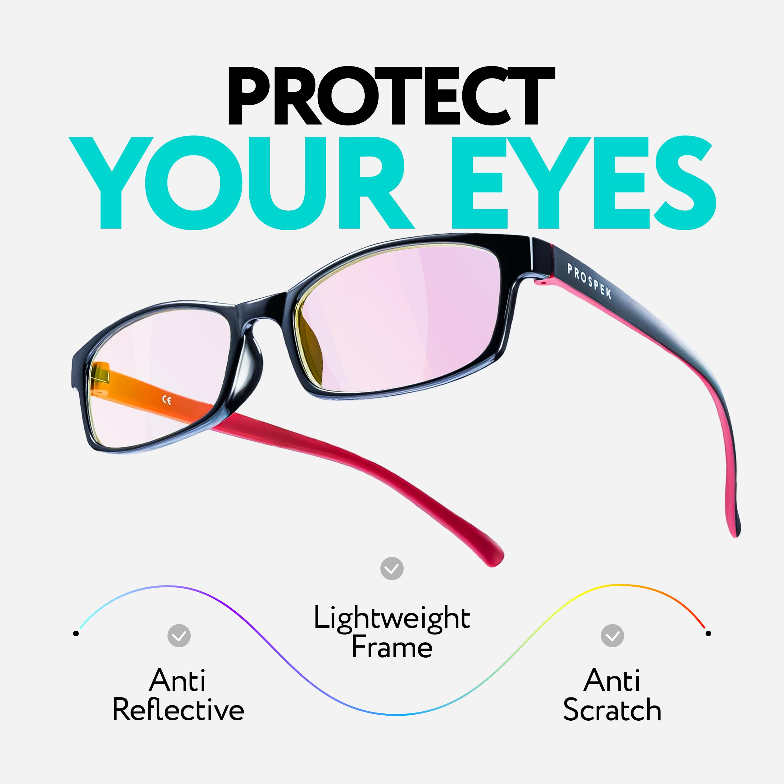 Prospek blue light glasses for men with ergonomic, lightweight frame for all-day wear