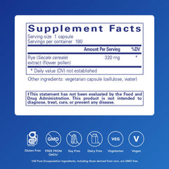 ProstaFlo capsules close-up, highlighting hypoallergenic pollen extract.