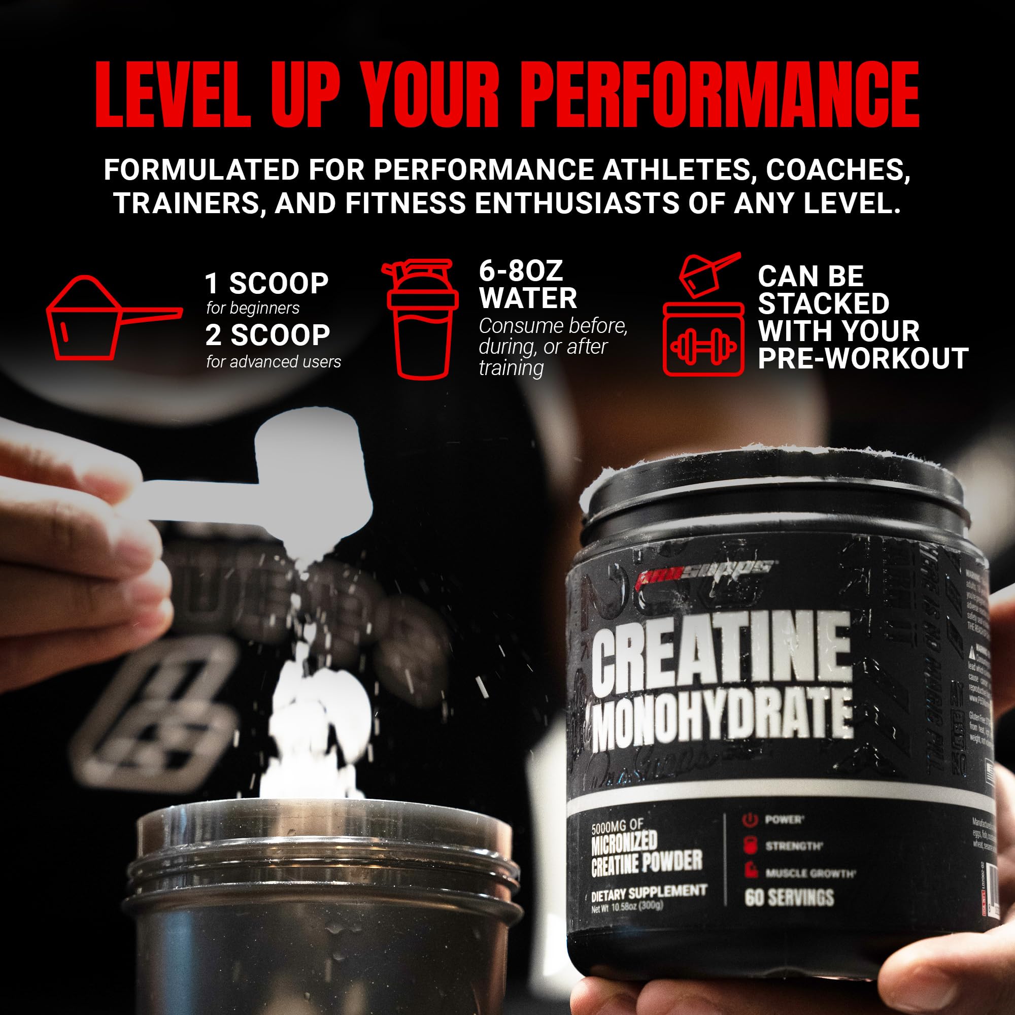 PROSUPPS Creatine Monohydrate powder ready for athletes seeking strength and endurance.