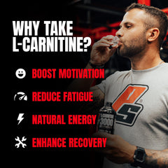 Serving shot of PROSUPPS L-Carnitine Liquid 3000 for pre-workout energy.