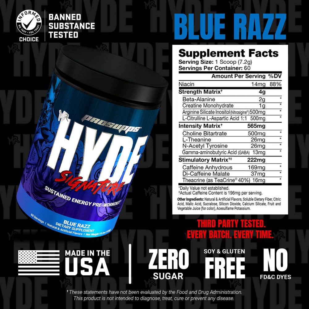 PROSUPPS Mr. Hyde bottle on gym shelf suggests a reliable, USA-made supplement.