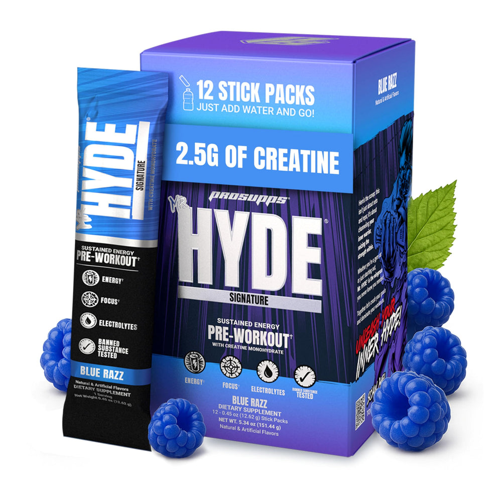 PROSUPPS Mr. Hyde Signature blue razz stick pack ready for pre-workout