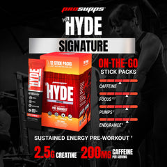 Mr. Hyde Signature stick being mixed in water for a pre-workout boost.