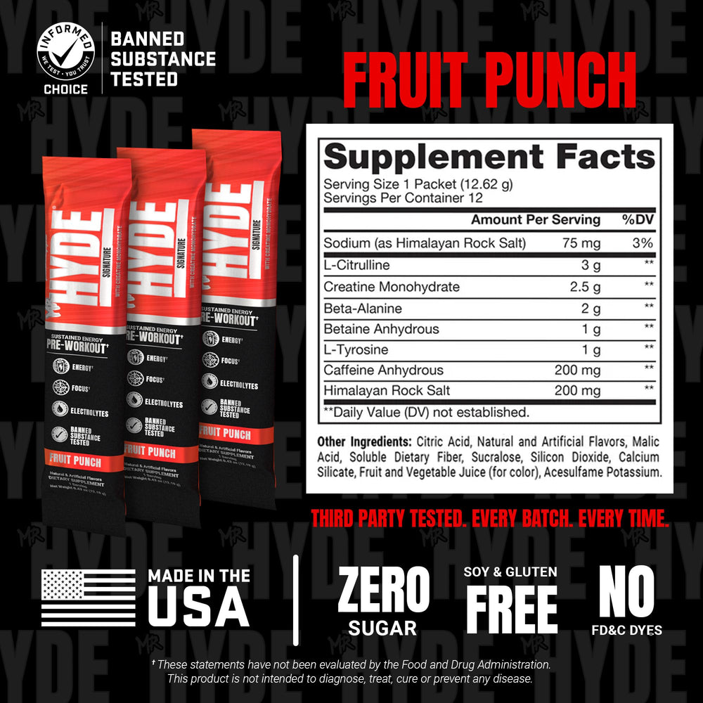 Fruit Punch packaging visuals highlighting flavor-driven energy.