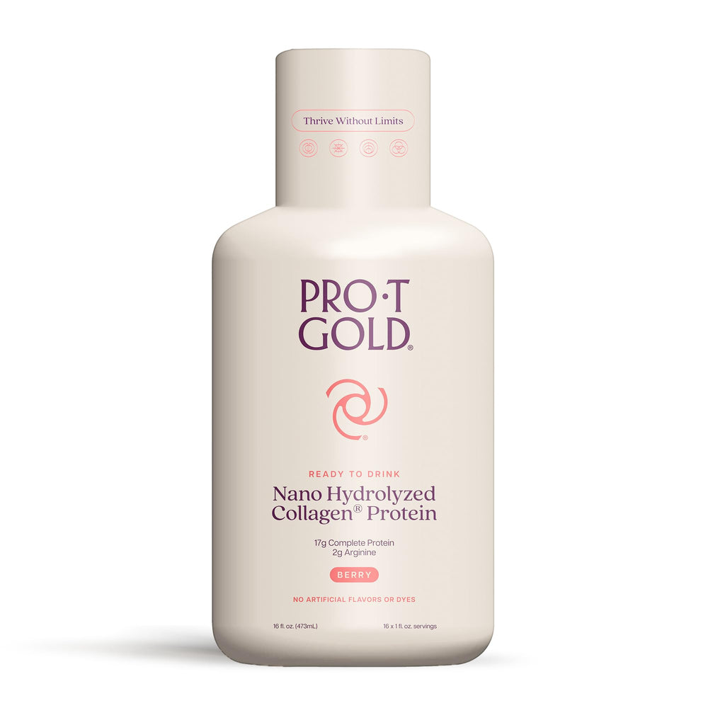 ProT Gold Berry Liquid Shot bottle for quick post-workout protein feeding