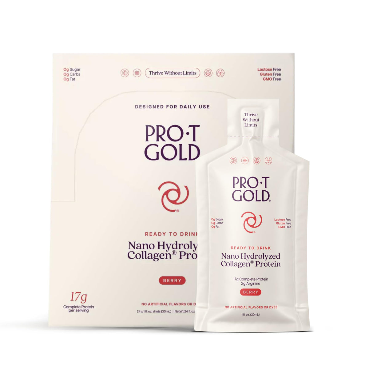 ProT Gold berry liquid collagen bottle for quick protein delivery and post‑workout use