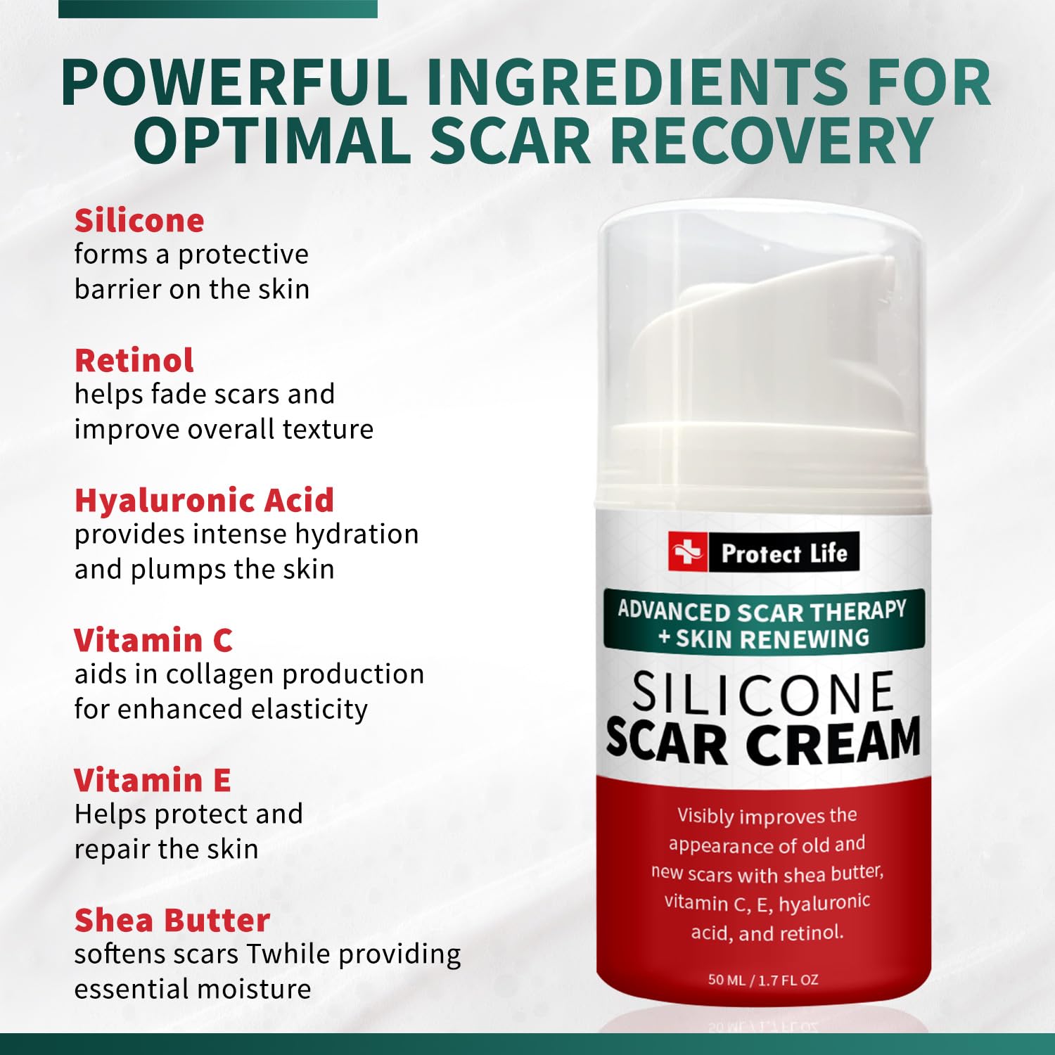 Protect Life with retinol supports subtle scar texture improvement