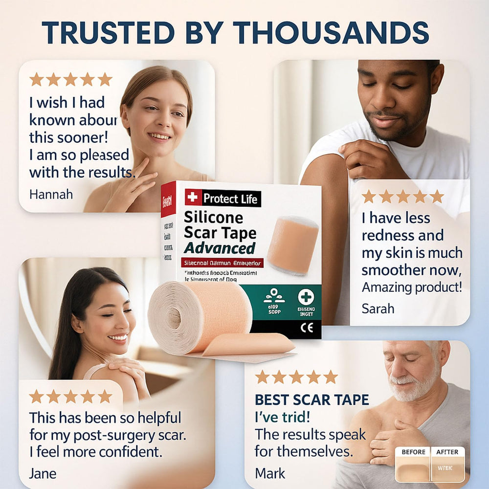 Protect Life scar tape reusable design emphasizes washing and storage for repeated use