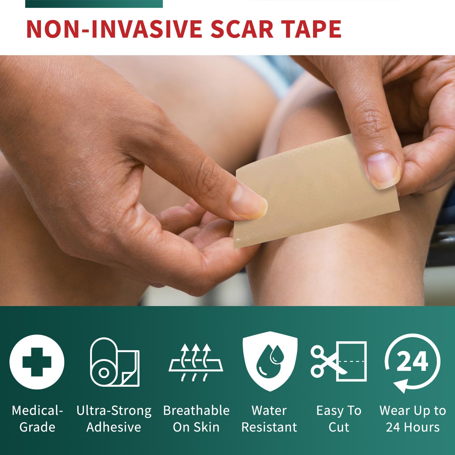 Protect Life scar tape roll demonstrating flexible application on skin