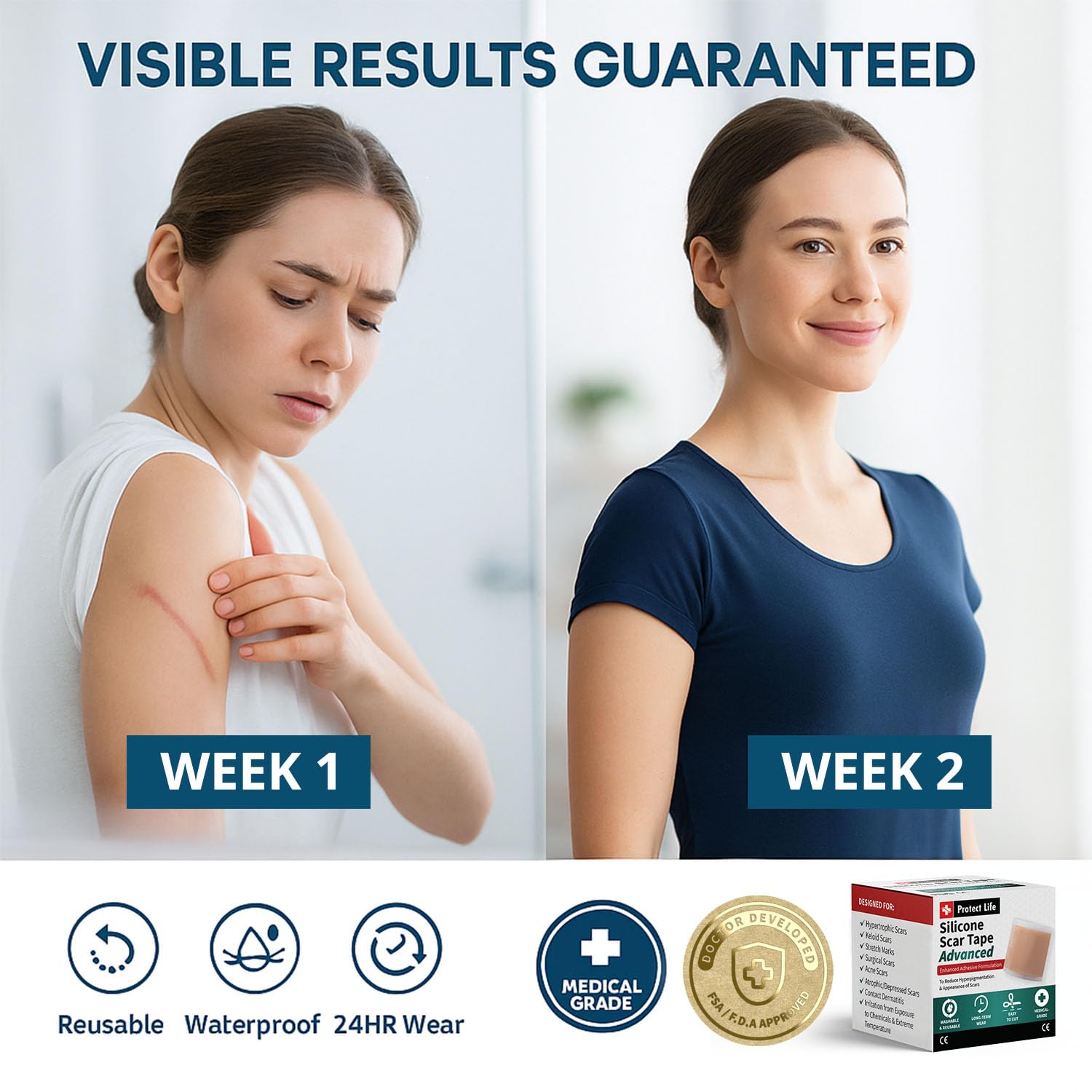 Protect Life scar tape waterproof design suitable for daily activities and moisture exposure