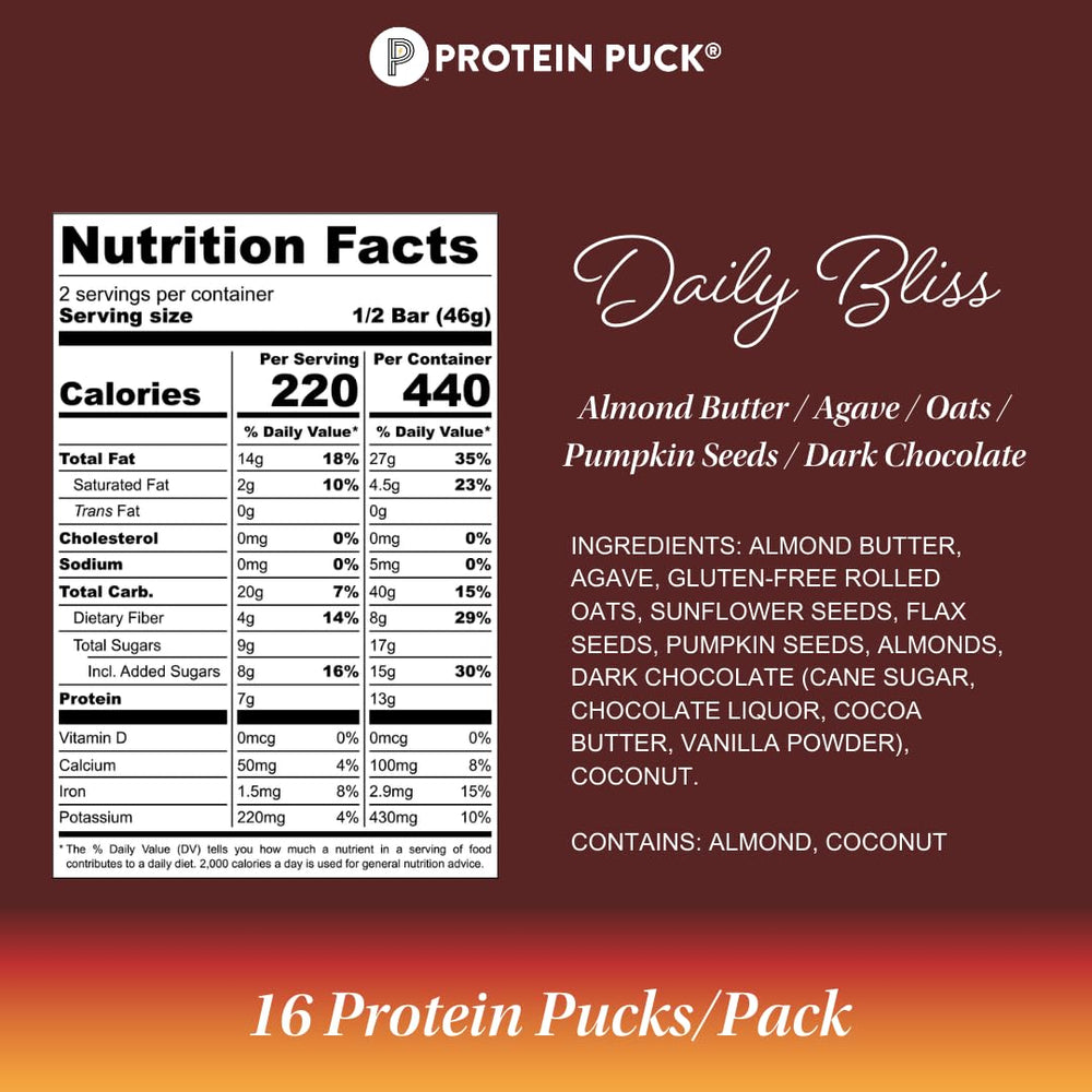 Protein Puck Daily Bliss outdoor snack ready for camping or hiking.