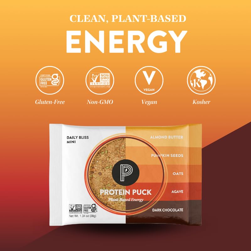 Protein Puck non-GMO Kosher snack with plant-based formulation.
