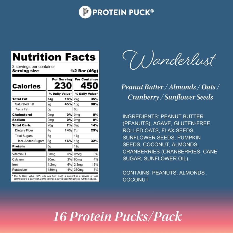 Protein Puck vegan protein bar close-up with real fruits and nuts, nutritious snack