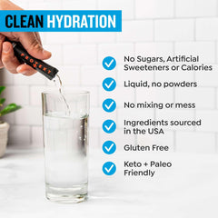 On-the-go PROTEKT packets shown with a bottle, ideal for travel or outdoor activity.