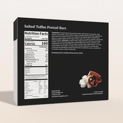 ProtiWise Salted Toffee Bar nutrition panel highlights low calories and sugar