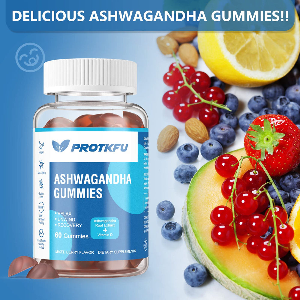 ProTKFU Ashwagandha Gummies serving plate emphasizes relaxing evening routine.
