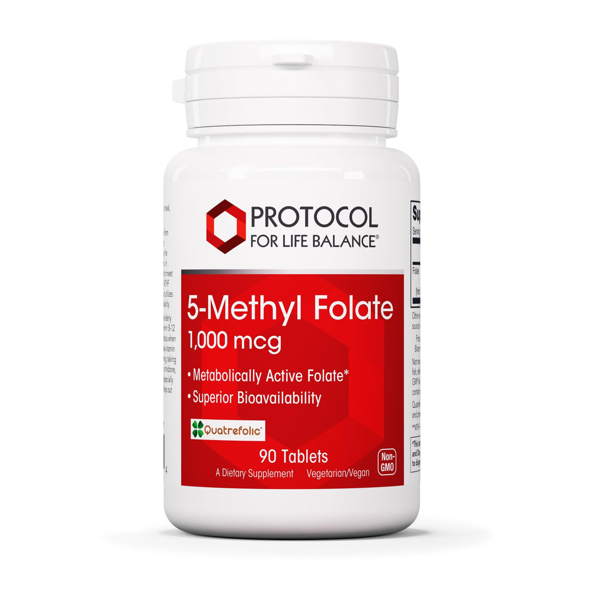 PROTOCOL FOR LIFE BALANCE 5-Methylfolate bottle and tablets for daily brain-health support