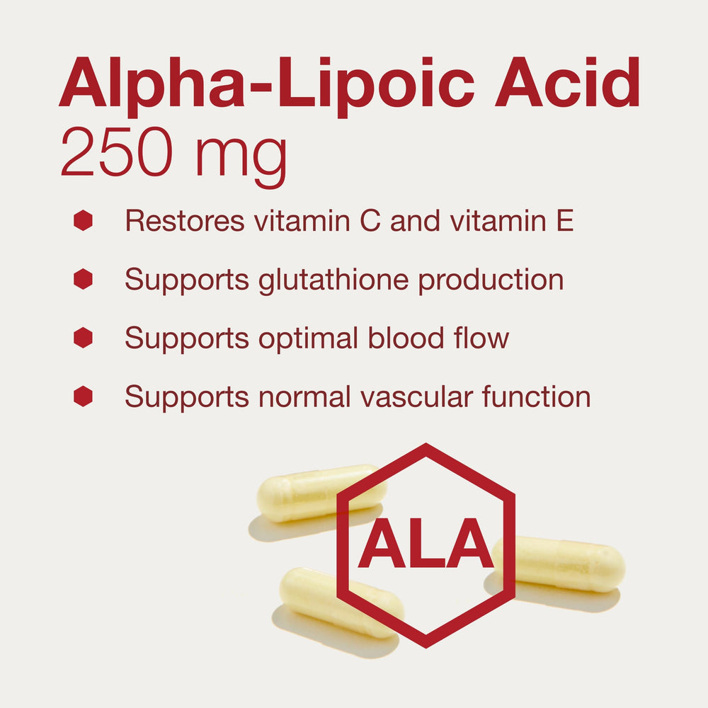 Nutrition facts panel for PROTOCOL FOR LIFE BALANCE Alpha-Lipoic Acid helps compare serving details