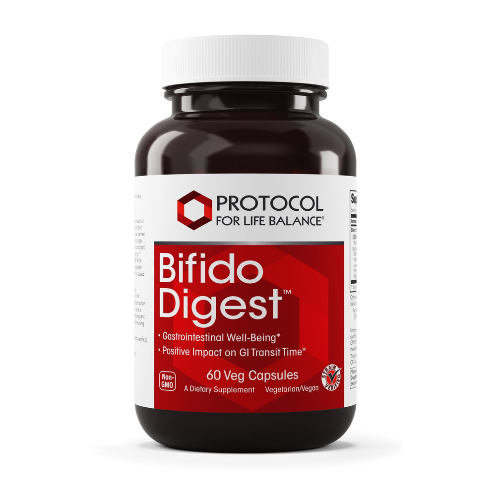 PROTOCOL FOR LIFE BALANCE Bifido Digest bottle shows probiotic potency for GI support