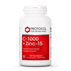 Protocol For Life Balance C-1000 + Zinc-15 bottle for daily immune support.