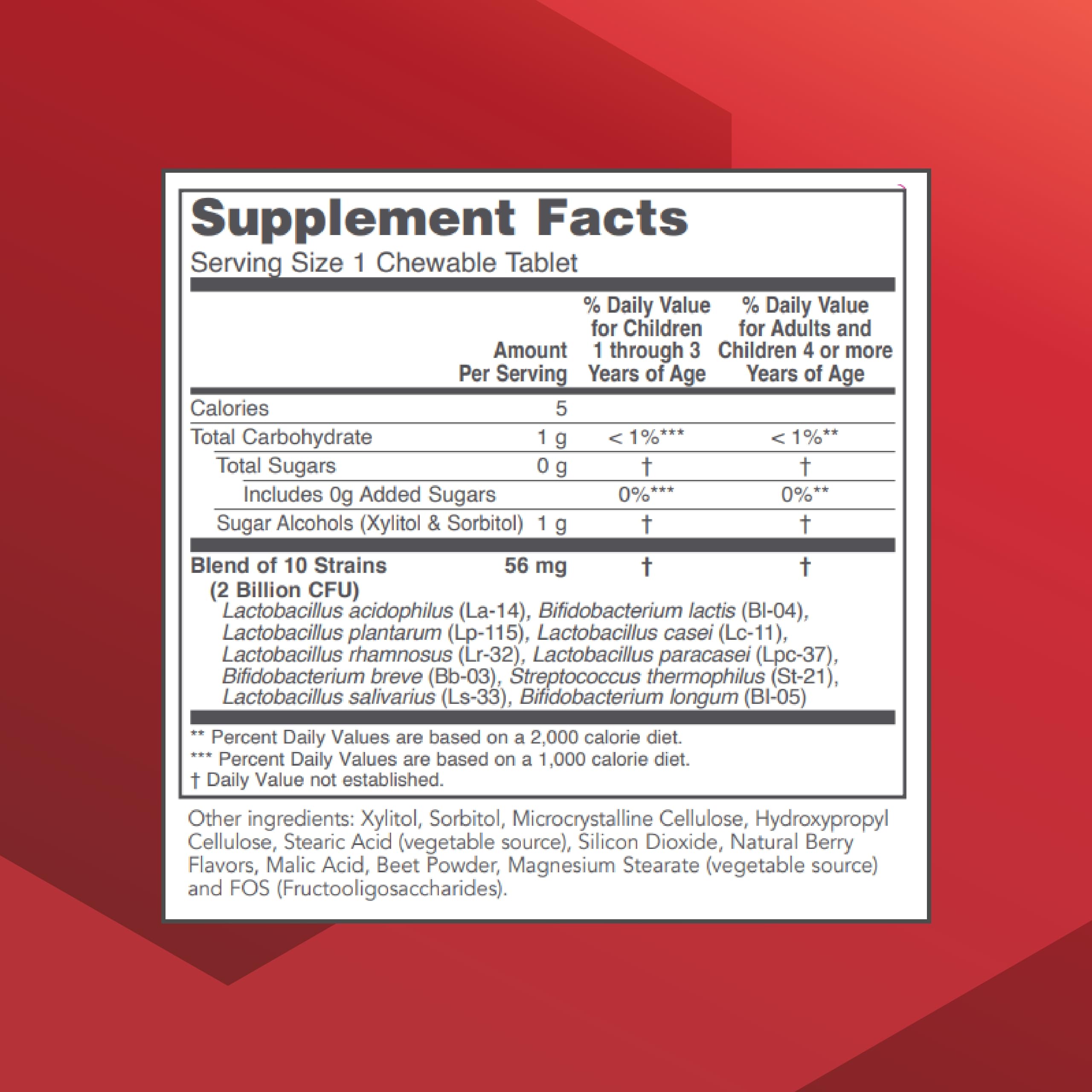 PROTOCOL FOR LIFE BALANCE Chewable Probiotic label closeup highlighting halal and vegan features