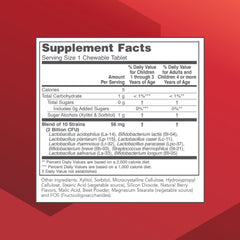 PROTOCOL FOR LIFE BALANCE Chewable Probiotic label closeup highlighting halal and vegan features