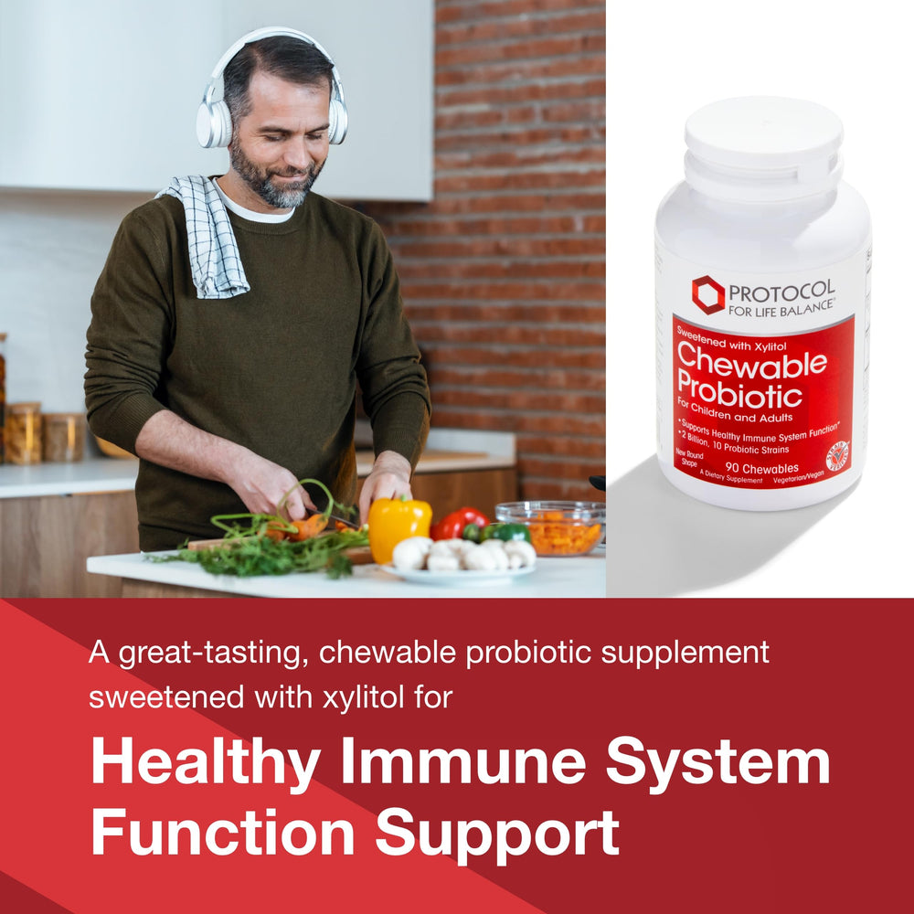 PROTOCOL FOR LIFE BALANCE Probiotic tablets image emphasizing potent strains for gut health
